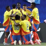 Pemain Timnas Kolombia merayakan gol Jefferson Lerma ke gawang Uruguay di semifinal Copa America 2024. (ist)