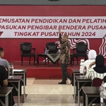 Staf Khusus Ketua Dewan Pengarah BPIP Antonius Benny Susetyo saat menyampaikan materi pelatihan kepada 76 calon Paskibraka tingkat pusat di Wiladatika, Cibubur, Depok, Sabtu (13/7). (ist)
