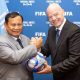 Presiden FIFA Gianni Infantino bersama Presiden terpilih RI, Prabowo Subianto, membahas kerja sama sepak bola Indonesia di kantor FIFA di Paris, Sabtu (27/7). (ist)