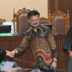 Eks Menteri Pertanian Syahrul Yasin Limpo mengikuti sidang putusan di Pengadilan Tipikor Jakarta, Kamis (11/7). (ist)