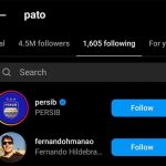 Tangkapan layar following akun instagram Pato pada Kamis (11/7/2024) pukul 14.40 WIB. (ist)