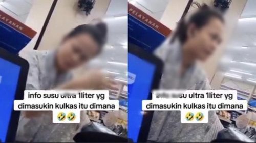 Ibu marah-marah di minimarket susu UHT tidak dingin. (Foto: Istimewa)