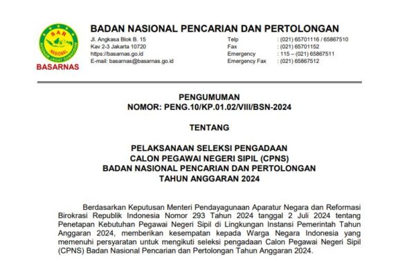 BASARNAS seleksi CPNS 2024. (Foto: Istimewa)