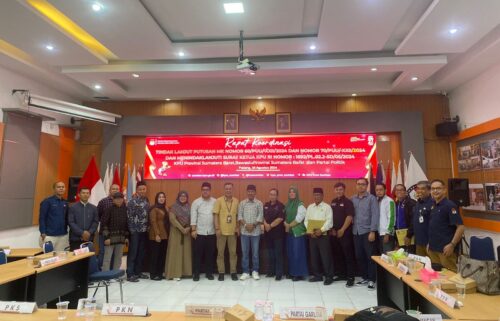 KPU Sumbar mengadakan Rapat Koordinasi (Rakor) bersama partai politik peserta Pemilu 2024 dan Bawaslu, Sabtu, 24 Agustus 2024. (Foto: Istimewa)