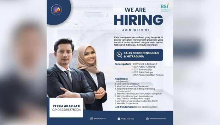 INFO LOKER 2024, PT Eka Akar Jati Buka Lowongan Sales Force Pensiunan dan Mitraguna di Sumbar