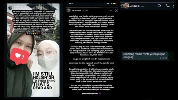 Isi curhat anak kandung ibu rumah tangga yang tewas di tabrak Marisa Putri di Pekanbaru. (Foto: Istimewa)