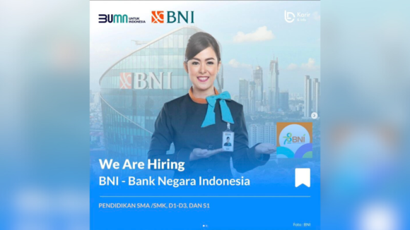 Info loker Bank BNI kota Padang 2024. (Foto: Istimewa)