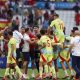 Para pemain Timnas Spanyol U-23 merayakan keberhasilan mereka mengalahkan Timnas Maroko U-23 dengan skor 2-1 pada babak semifinal Olimpiade Paris 2024. (ist)