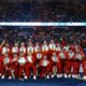 Skuad Spanyol U-23 berpose dengan medali emas sepak bola Olimpiade Paris 2024. (Foto: AP Photo)