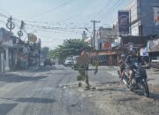 Protes Kreatif Warga, Tanam Pohon di Tengah Jalan Rusak Kota Pekanbaru