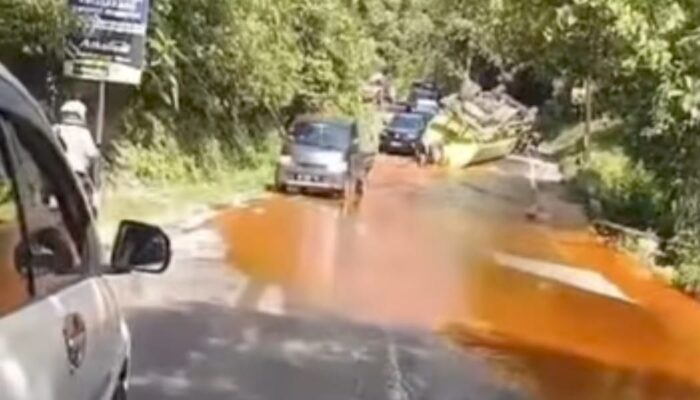 Truk CPO Terbalik di Padang-Painan, Akses Jalan Terganggu
