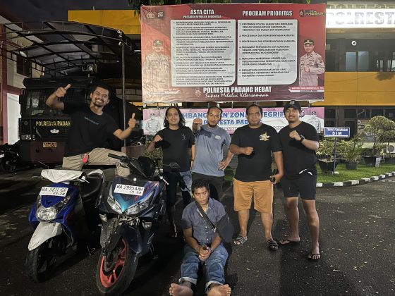 Tim Klewang Satreskrim Polresta Padang amankan pelaku pencuri sepeda motor Aerox. (Foto: Istimewa)
