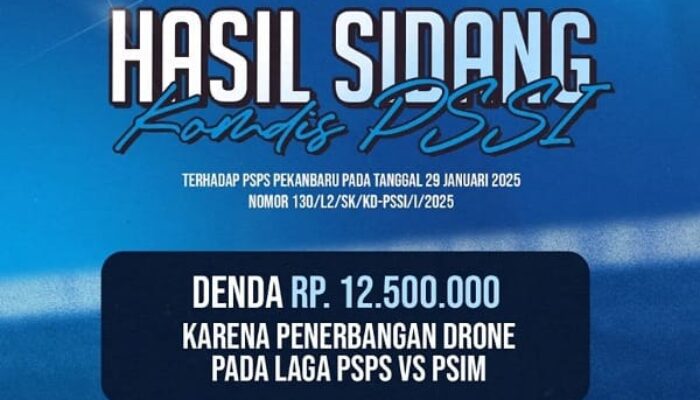 PSPS Pekanbaru Kena Denda Rp12,5 Juta Usai Pertandingan Melawan PSIM Yogyakarta