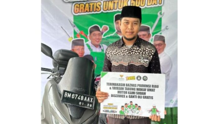Dukung Dakwah Ramadan, Baznas Riau Berikan Servis Motor Gratis untuk 500 Da’i