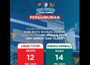 Hari Raya Waisak, Ditlantas Polda Sumbar Tutup Sementara Pelayanan Samsat dan SIM