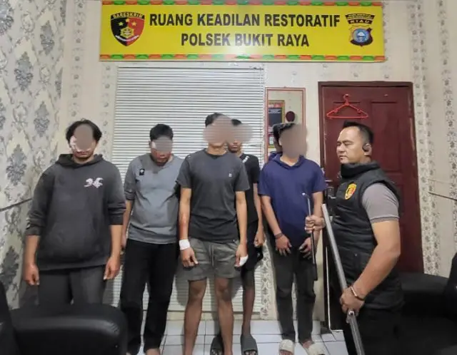 Polisi Gagalkan Tawuran Remaja Bermotor di Pekanbaru, Lima Orang Diamankan.(ist)