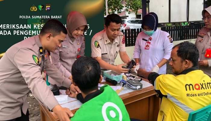 567 Pengemudi Ojek Online Ikuti Pemeriksaan Kesehatan di Polda Sumbar