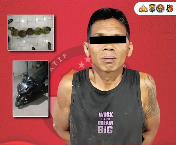 MY (40), residivis kasus pencurian dan penggelapan, saat diamankan Tim Buser Satreskrim Polres Payakumbuh, Selasa (12/8/2025). (Dok. Humas Polres Payakumbuh)