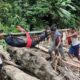 Masyarakat menggotong tandu korban Aldi (25) warga limau puruik, Kecamatan Kinali dan korban Eman (35) warga Rao, masih dalam pencaharian. (arafat)