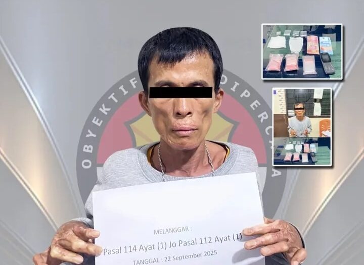 Pelaku narkotika SS alias EP (47) usai ditangkap polisi. (Dok. polres Payakumbuh)