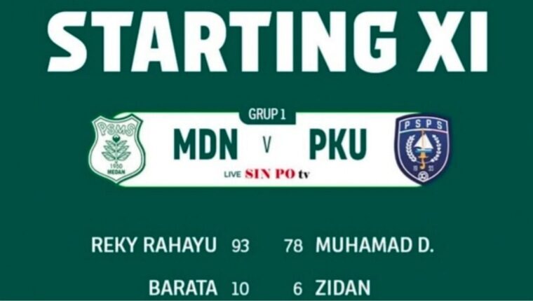 Ini Starting XI PSMS vs PSPS di Stadion Utama Sumut Deli Serdang.(ist)