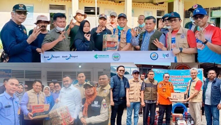 Tim TRC Bank Nagari menyalurkan bantuan untuk warga terdampak galodo dan longsor di Sumbar. (ist)