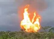 Bocor, Pipa Gas PT TGI di Batu Ampar Inhil Semburkan Api