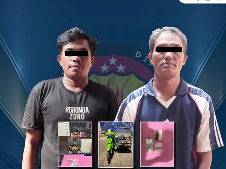Tersangka kasus narkotika jenis ganja yang diamankan Tim Phantom Sat Narkoba Polres Payakumbuh saat penggerebekan di Kelurahan Napar. Dok. Humas Polres Payakumbuh.