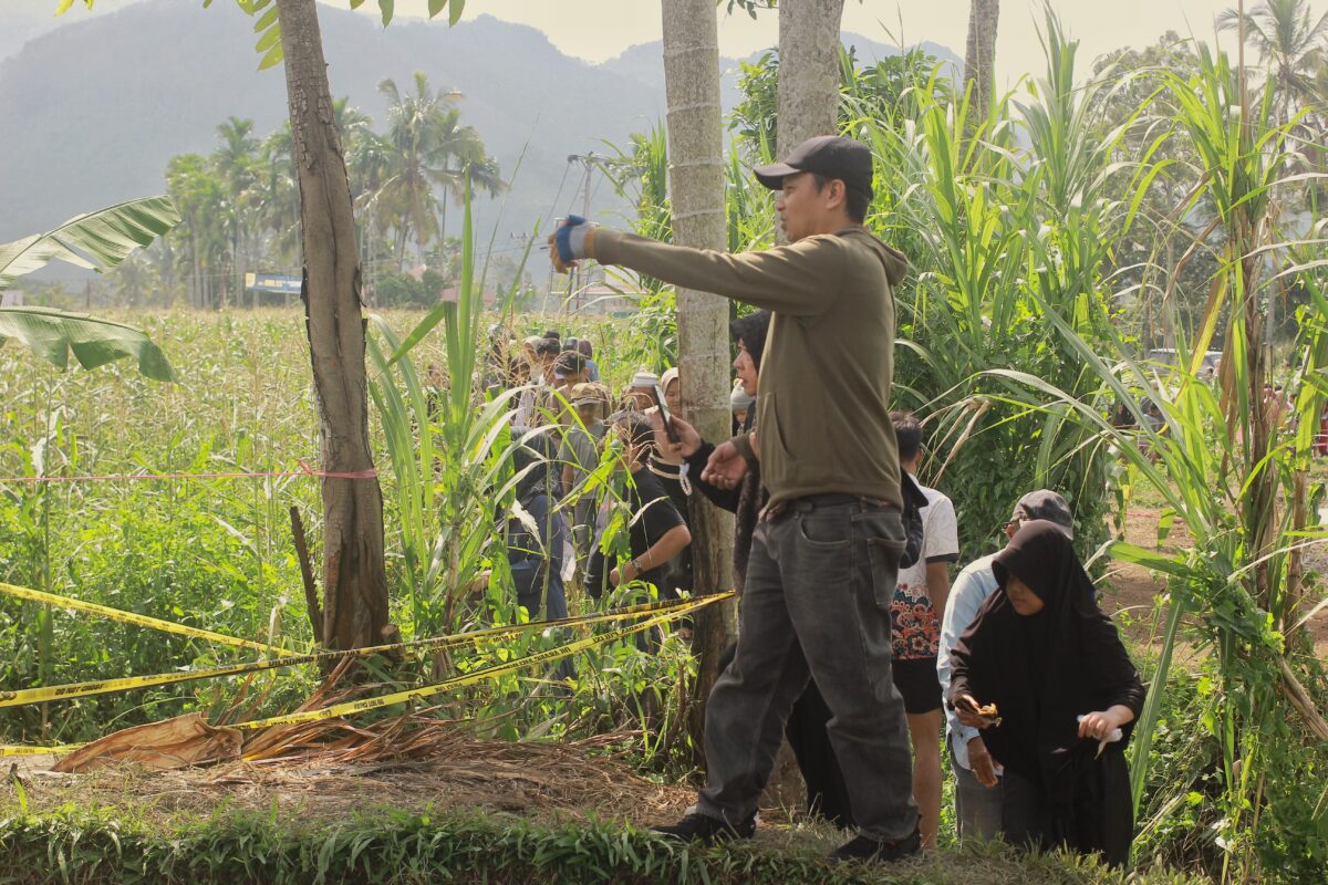 Antrean pengunjung mengular di jalan menuju lokasi sawah luluih di Nagari Situjuah Batua, Kabupaten Limapuluh Kota, Sumatra Barat, Selasa (6/1/2025). (Foto: INGATLAH/Rudi Juliant)
