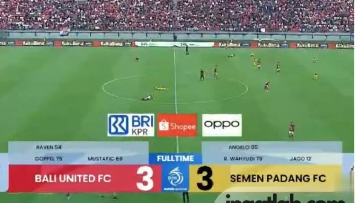 Hasil Pertandingan, Semen Padang FC Berbagi Poin dari Bali United