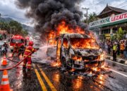 Minibus Terbakar di Jalur Bukittinggi-Payakumbuh, Lalin Sempat Ditutup