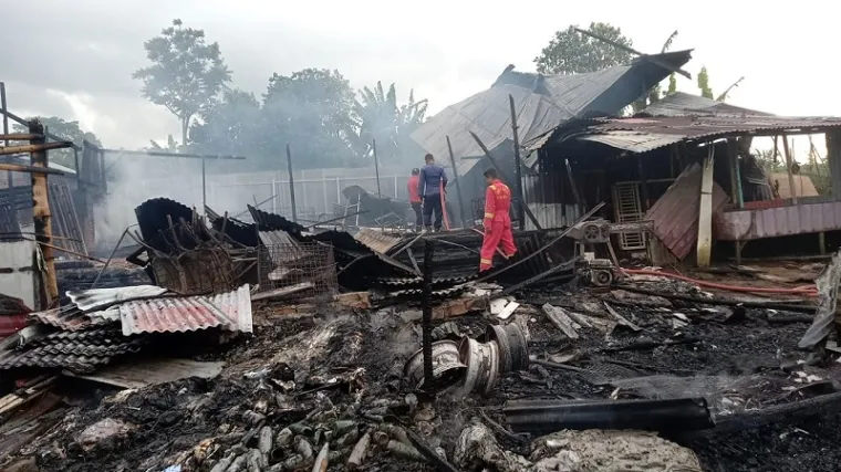 Api dengan leluasa menghanguskan perkantoran CV. Gubalo di Balai Gurah Ampek Angkek, Rabu (4/3) sore, sehingga tak bersisa. (Maswir Chaniago).