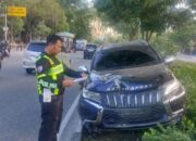 Pajero Sport Kecelakaan Tunggal dan Tumbangkan Pohon di Sudirman Pekanbaru