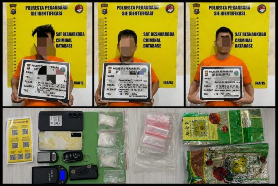 Satres Narkoba Polresta Pekanbaru Ungkap Peredaran Sabu 79,86 Gram, Tiga Terduga Pelaku Diamankan