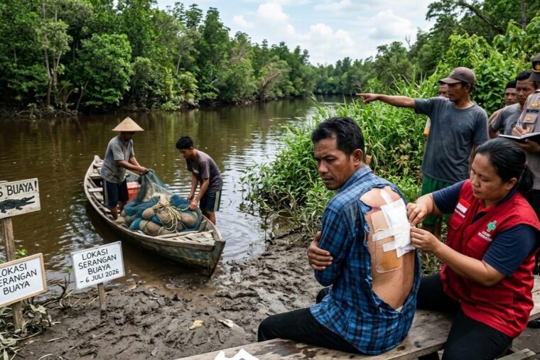 Nelayan di Rokan Hilir Diterkam Buaya Saat Pasang Pukat, Berhasil Selamat Setelah Melawan
