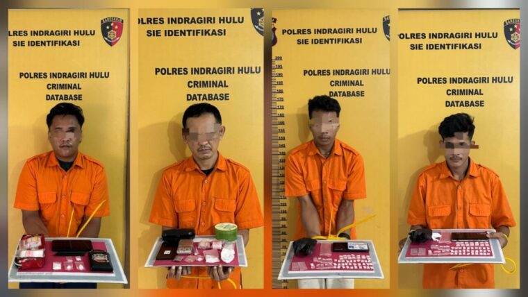 Dalam Semalam, Polres Inhu Tangkap 4 Pengedar Narkoba Ini