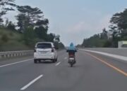 Viral! Pengendara Motor Diduga Nekat Masuk Tol Pekanbaru-Dumai