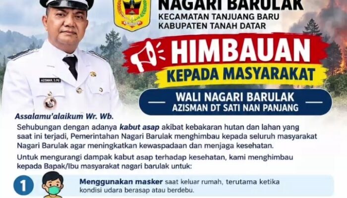 Pemerintahan Nagari Barulak Imbau Warga Waspadai Kabut Asap, Ini 8 Langkah yang Disarankan