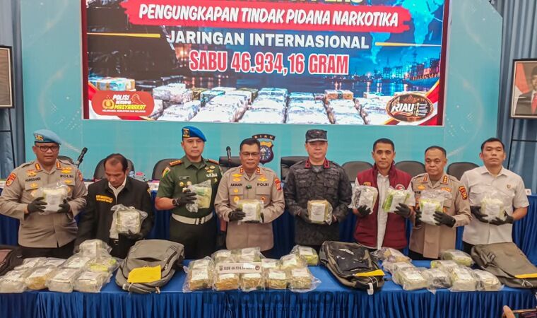 Polda Riau Sita 46,9 Kg Sabu Senilai Rp84,49 Miliar, 500 Ribu Jiwa Berpotensi Terselamatkan