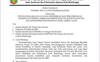 Sekolah di Bukittinggi Alihkan Pembelajaran Jarak Jauh Akibat Pencemaran Asap